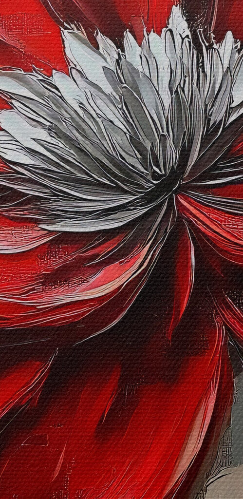 Red flower on a gray surface Red flower on a gray surface