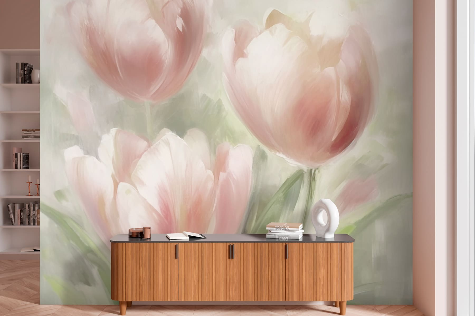 Painting of pink flowers