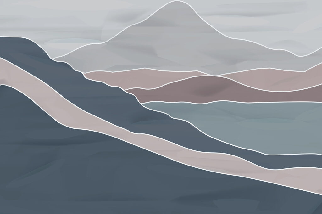 Mountain range with white lines