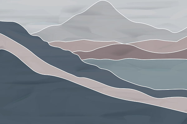 Mountain range with white lines