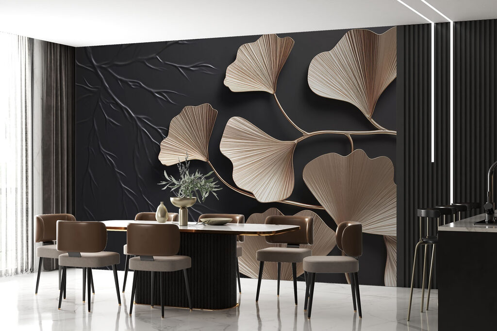 Delicate leaves against a dark backdrop