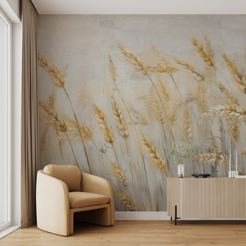 Painting of wheat in a field