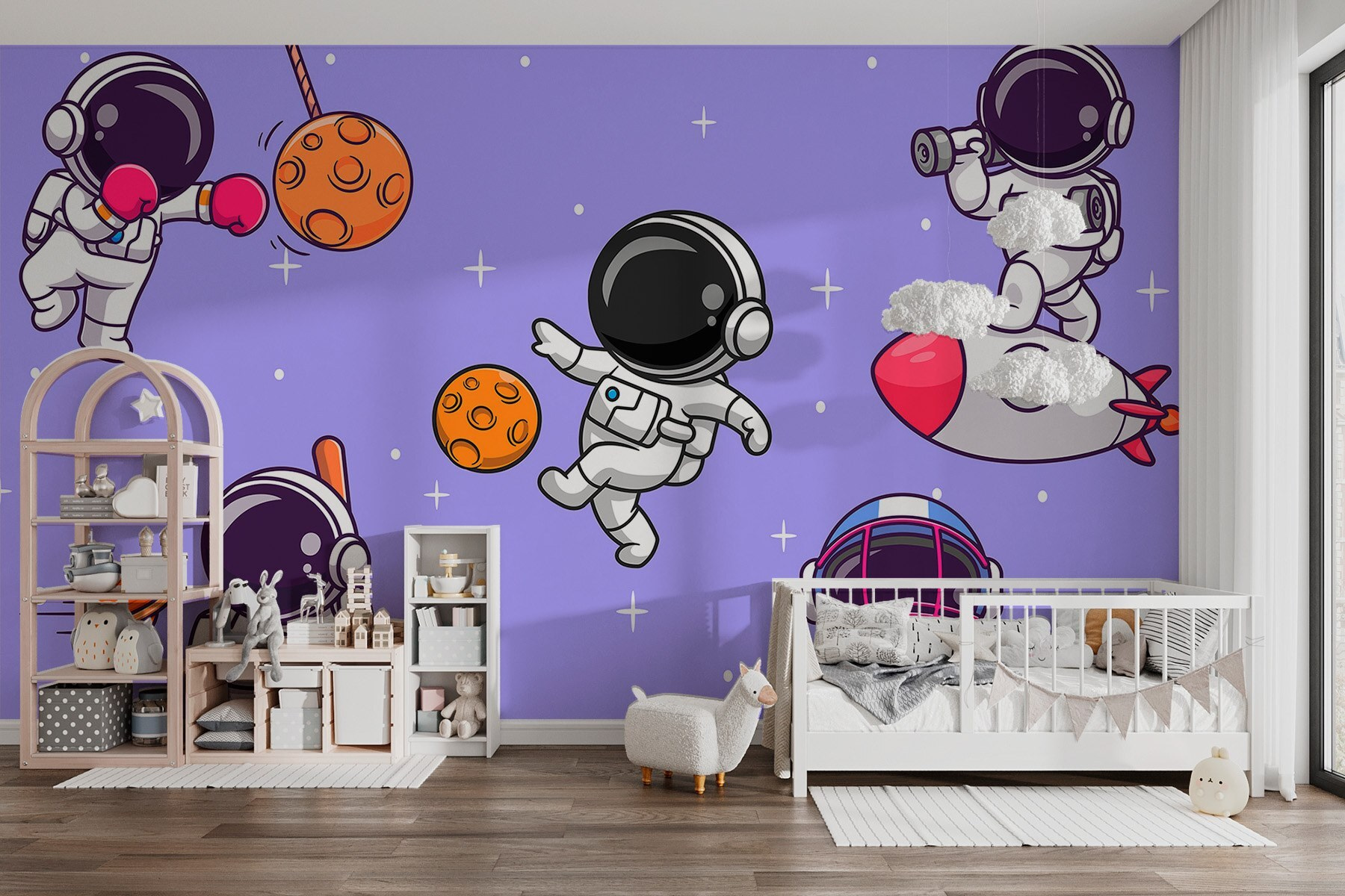 Cartoon of astronauts in space