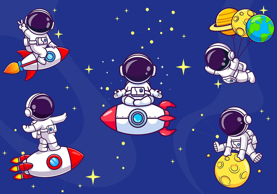 Kreskówkowy astronauta w kosmosie