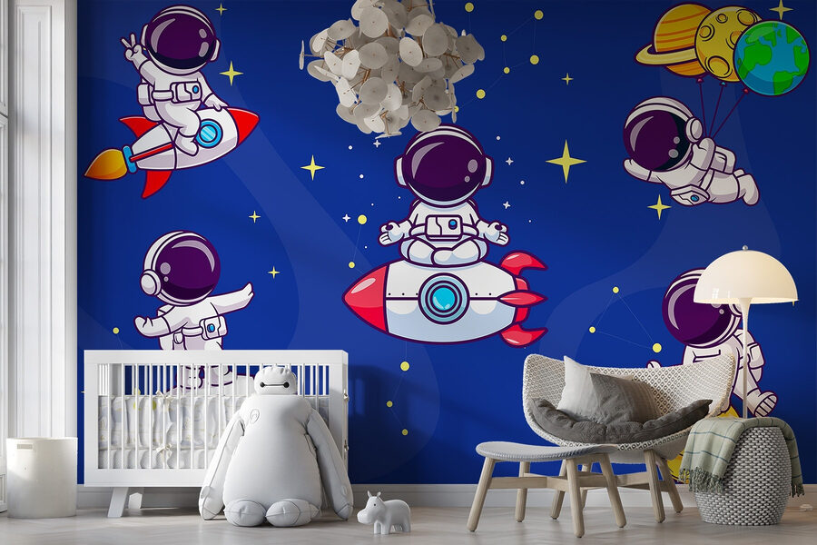 Kreskówkowy astronauta w kosmosie