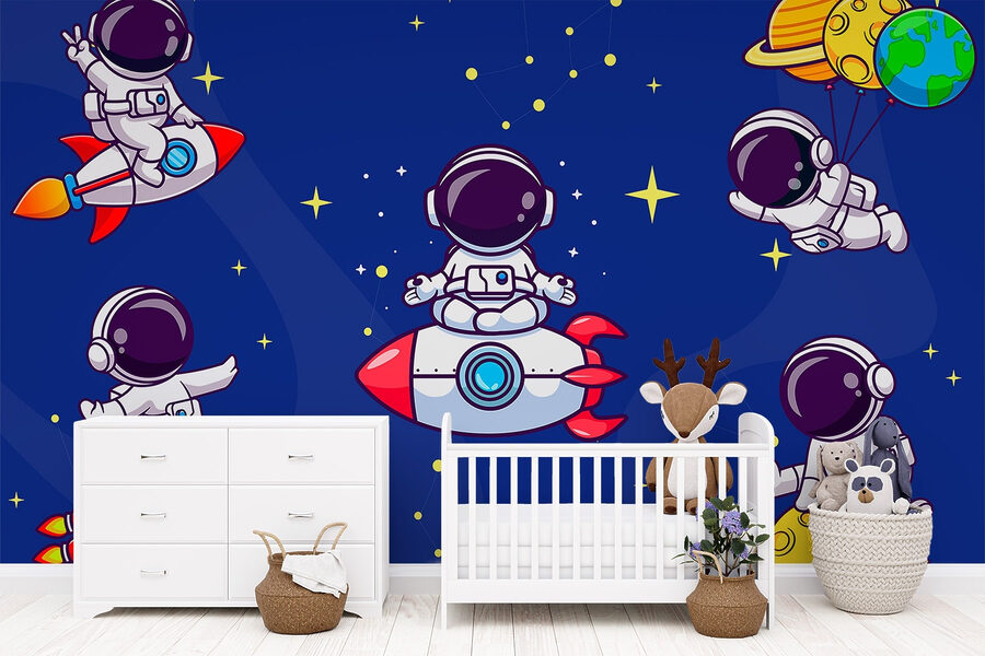 Kreskówkowy astronauta w kosmosie