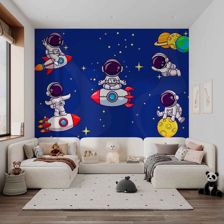 Kreskówkowy astronauta w kosmosie