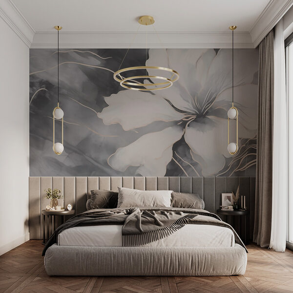 White flower on a black and white background