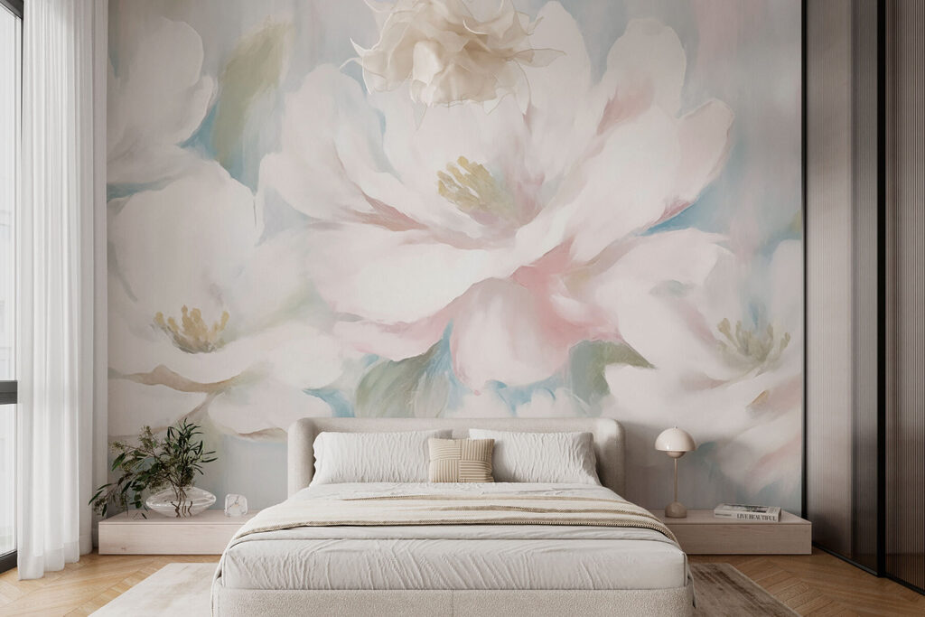 Painting of white flowers Painting of white flowers