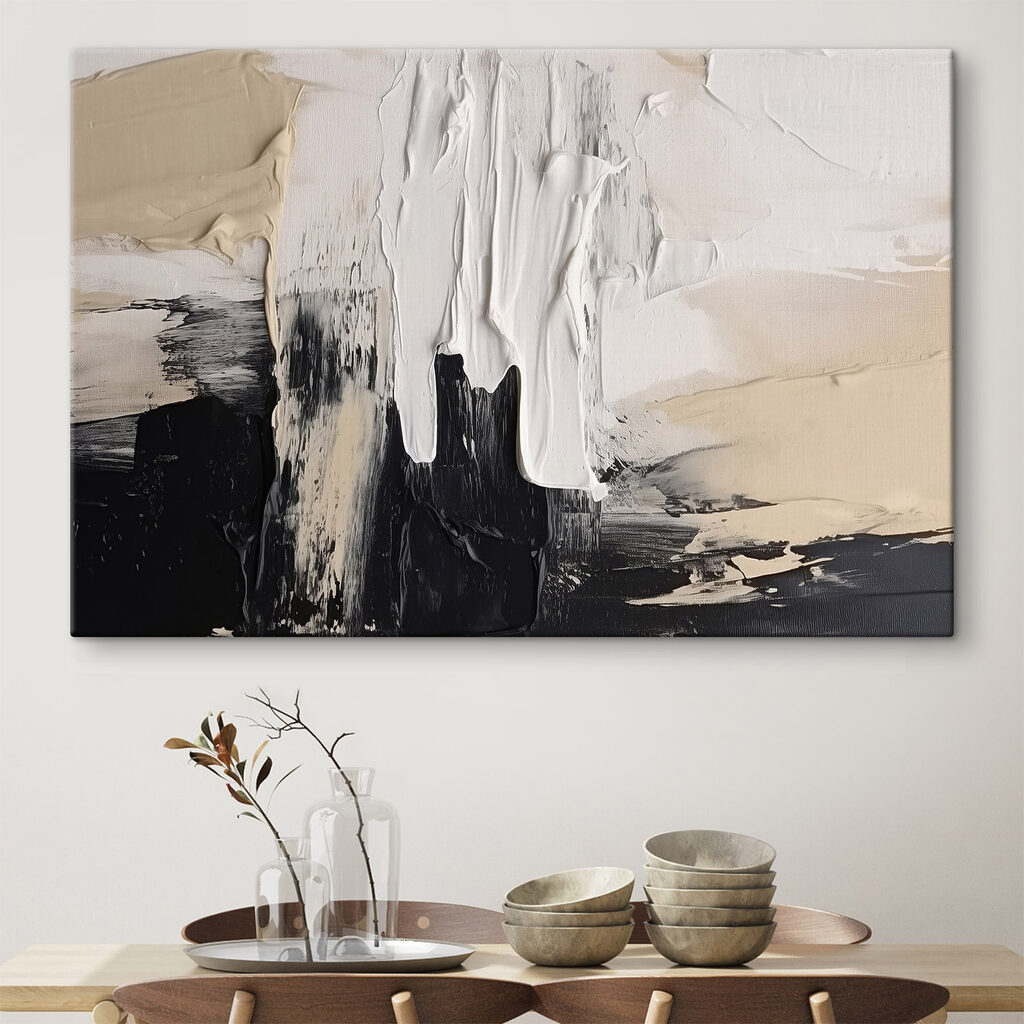 White and black paint on a white surface