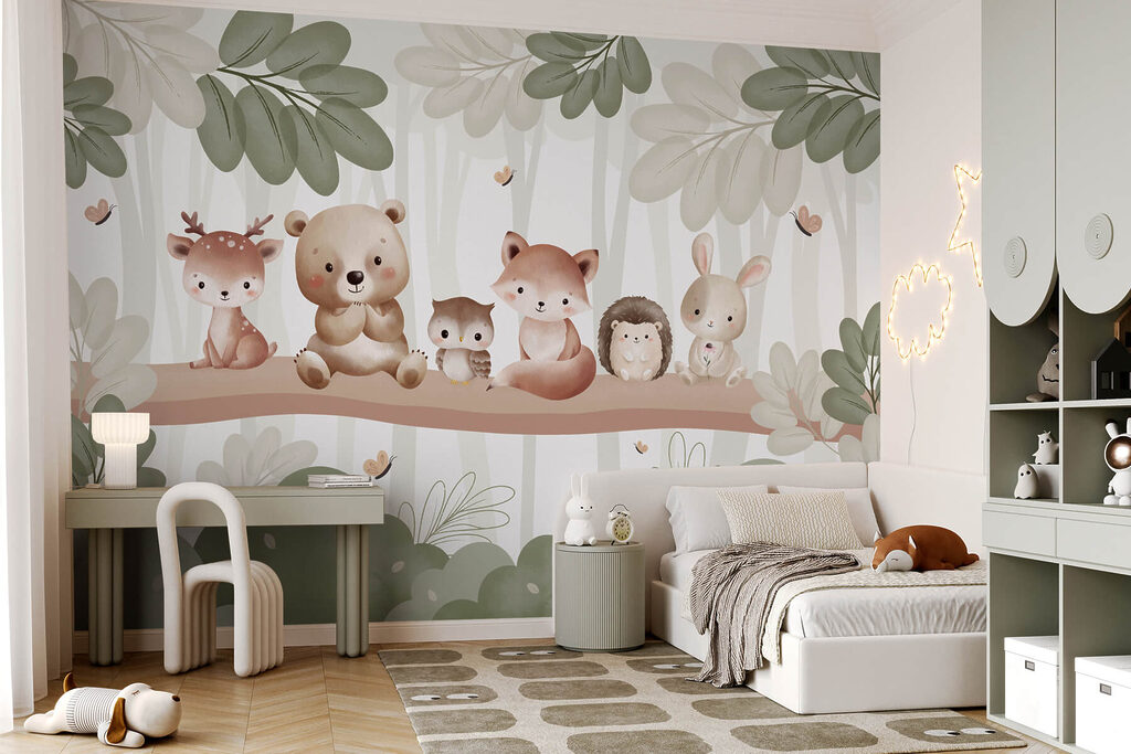 Group of animals on a tree branch Group of animals on a tree branch