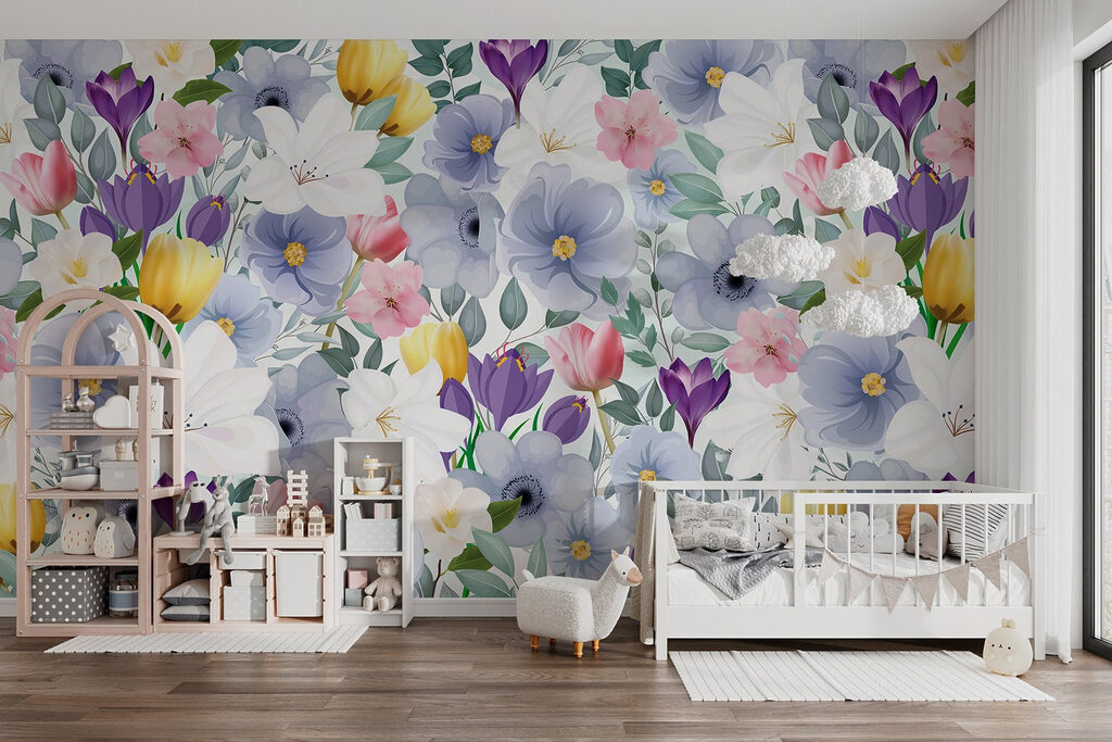 Group of flowers with leaves