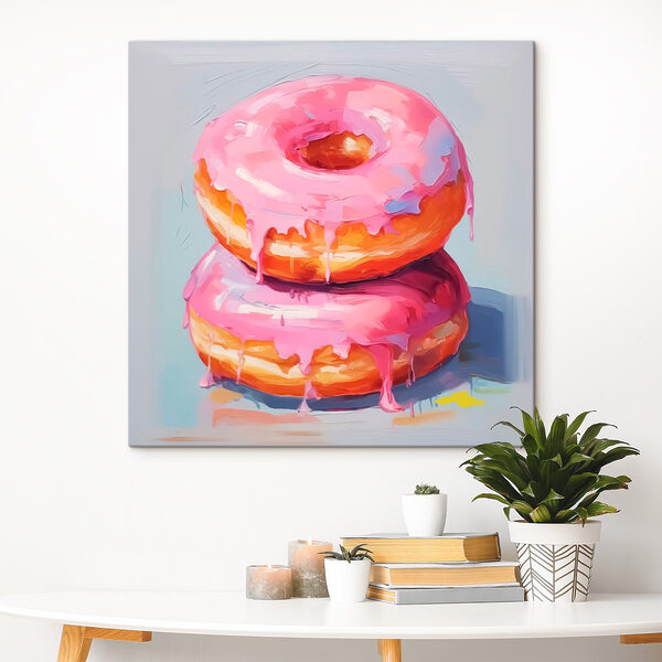 Dwa pączki z różowym lukrem Dwa pączki z różowym lukrem