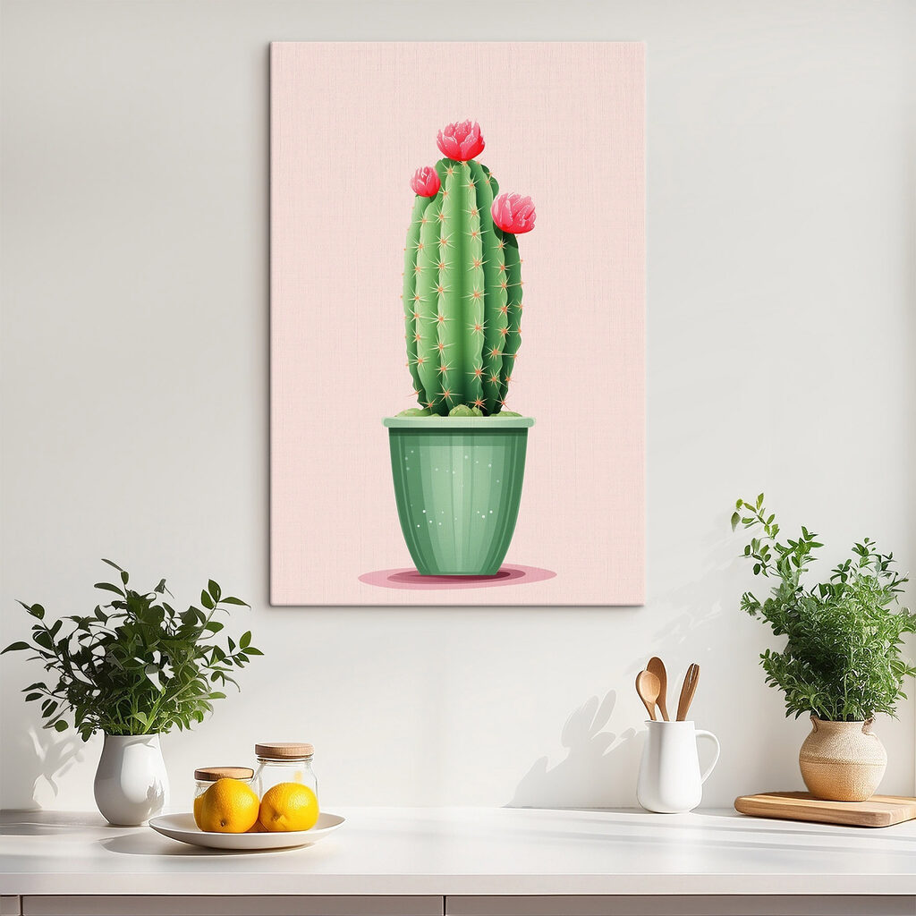 Cactus with flowers in a pot