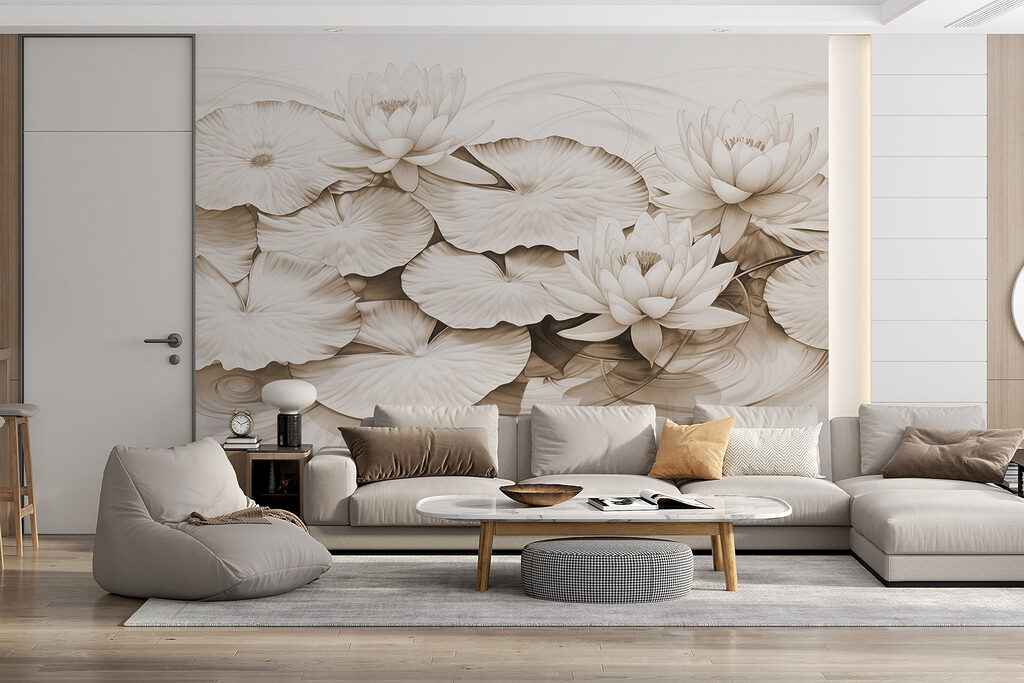 Drawing of lily pads and water lilies Drawing of lily pads and water lilies