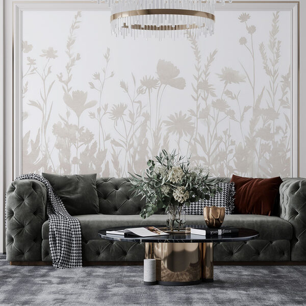 White background with flowers