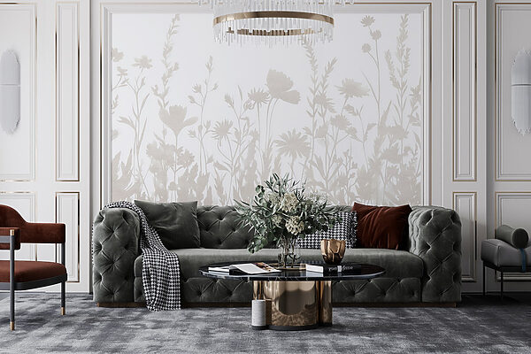 White background with flowers