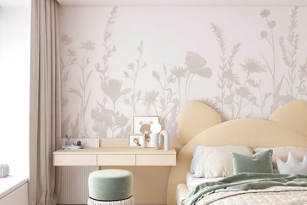 White background with flowers