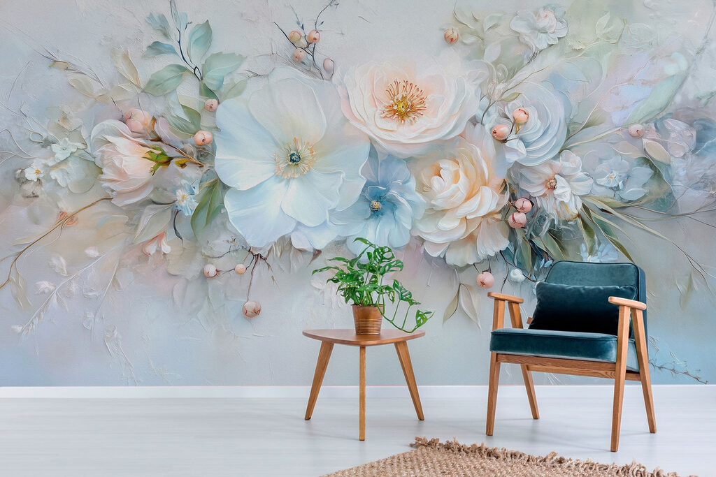 Painting of flowers and leaves