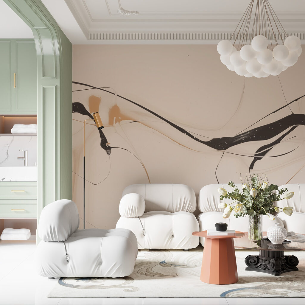 Black and tan paint on a white surface