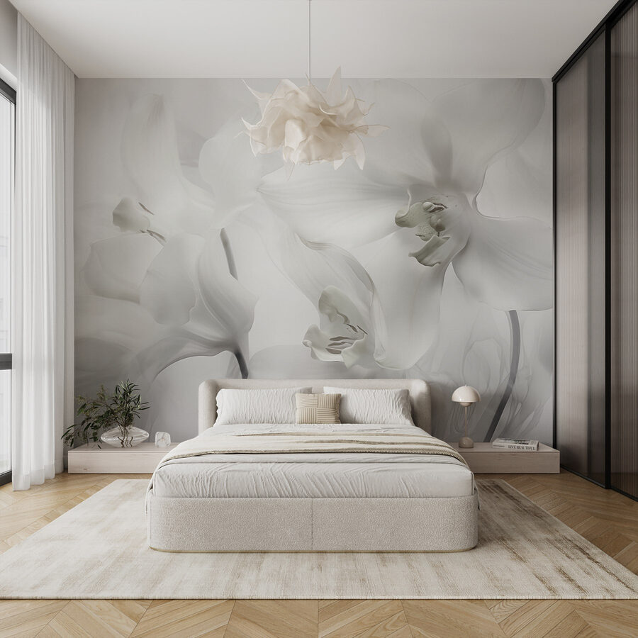 Delikatne białe orchidee w miękkim świetle
