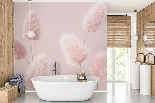 A group of fluffy pink flowers