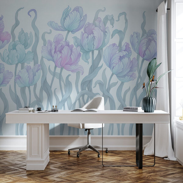 Group of flowers with leaves