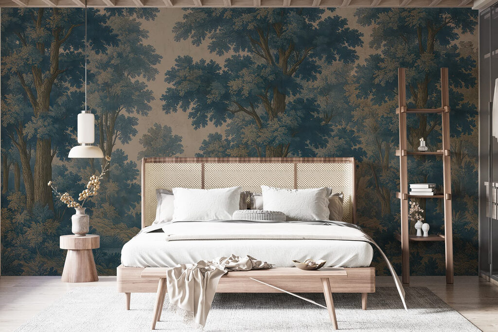 Painting of trees and a river Painting of trees and a river