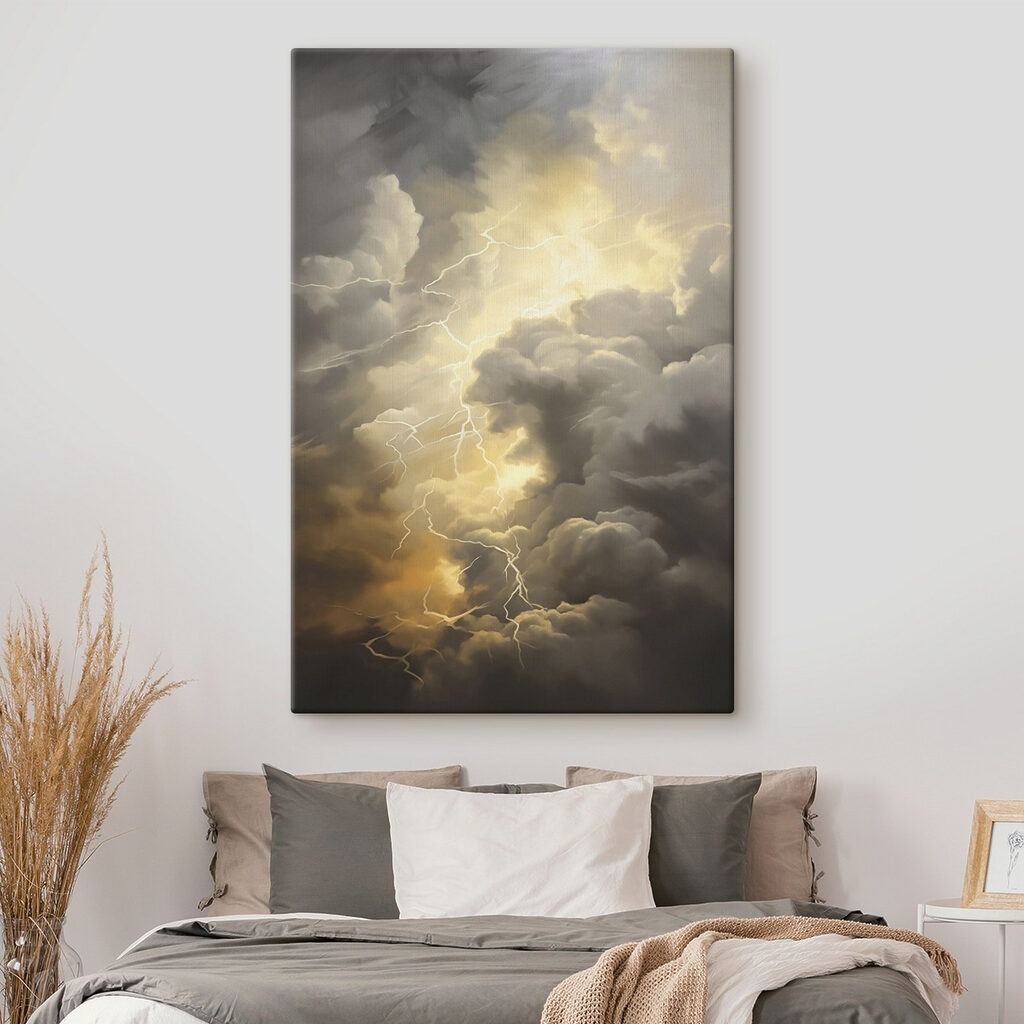 Lightning striking in the sky