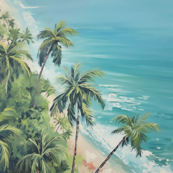 Plaża z palmami i błękitną wodą Plaża z palmami i błękitną wodą