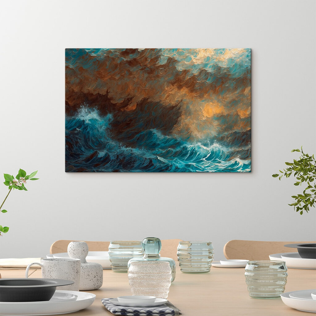 Painting of waves crashing into the ocean Painting of waves crashing into the ocean
