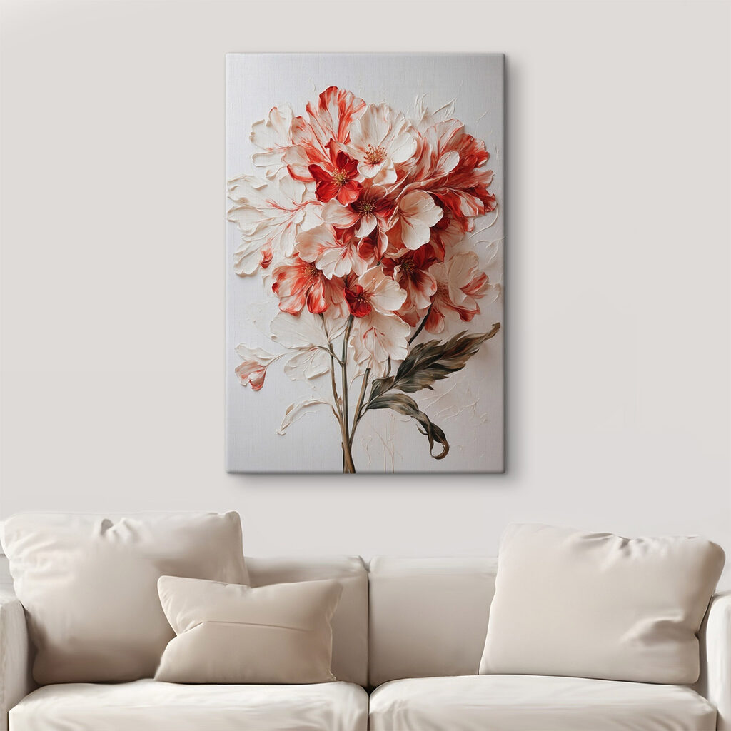 Painting of flowers on a white surface