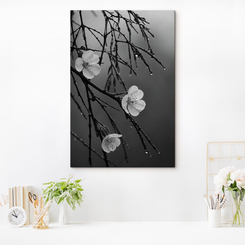 Delicate blooms beneath gentle rain Delicate blooms beneath gentle rain