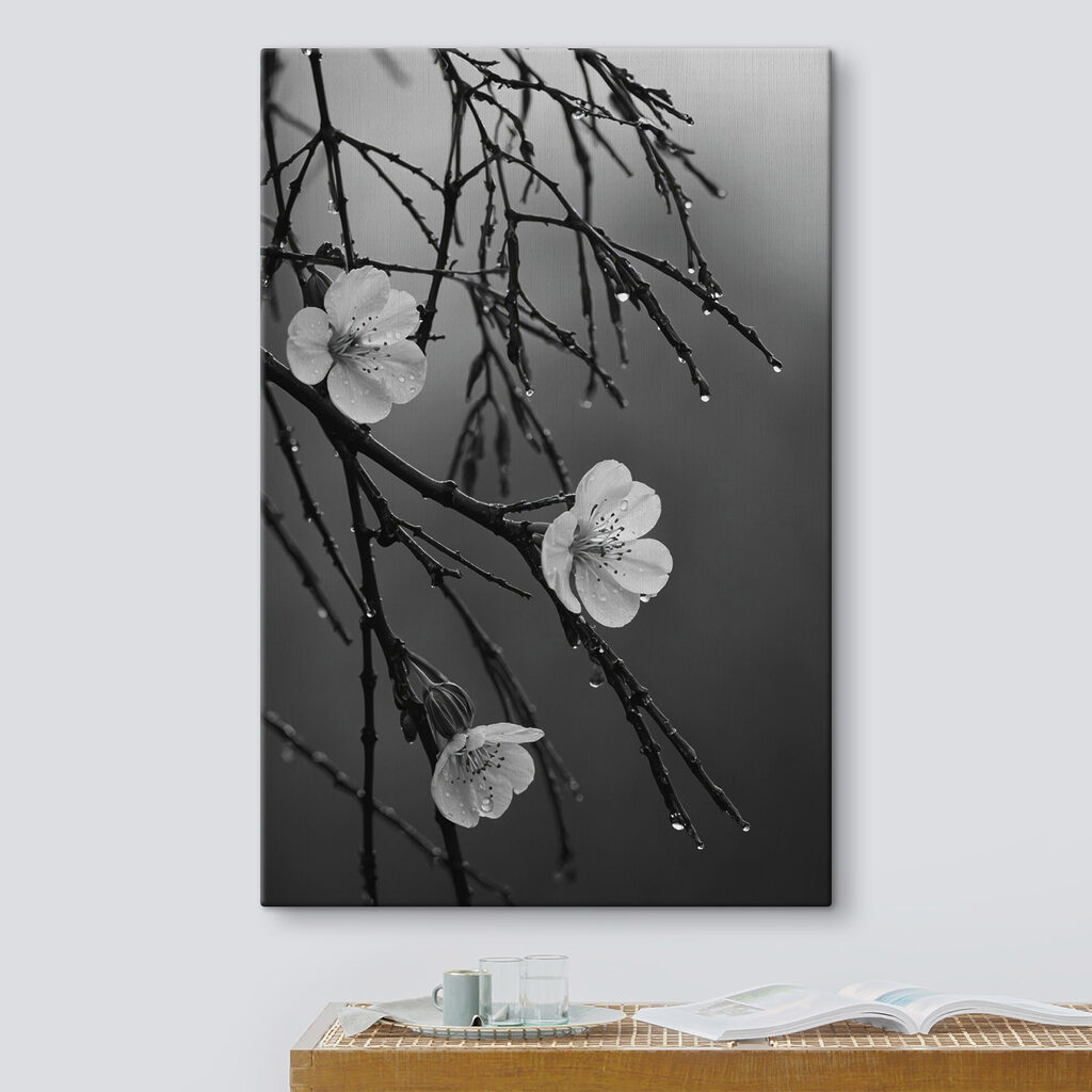 Delicate blooms beneath gentle rain Delicate blooms beneath gentle rain