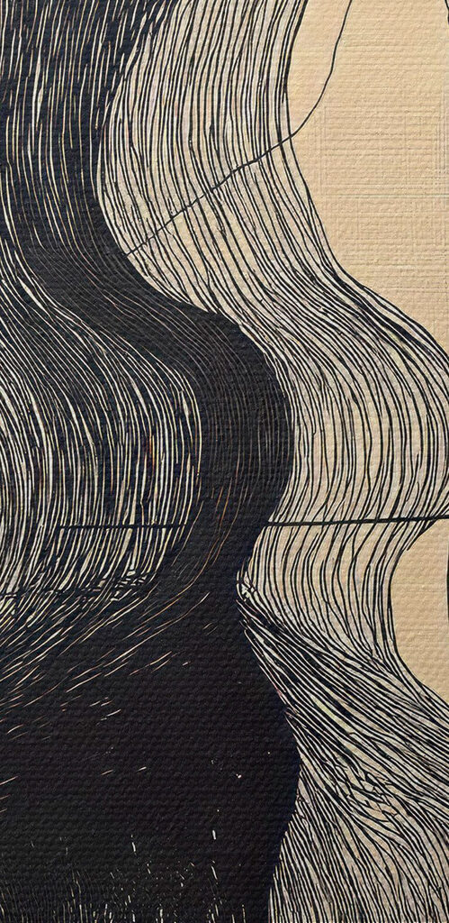 Drawing of a man and a woman's face