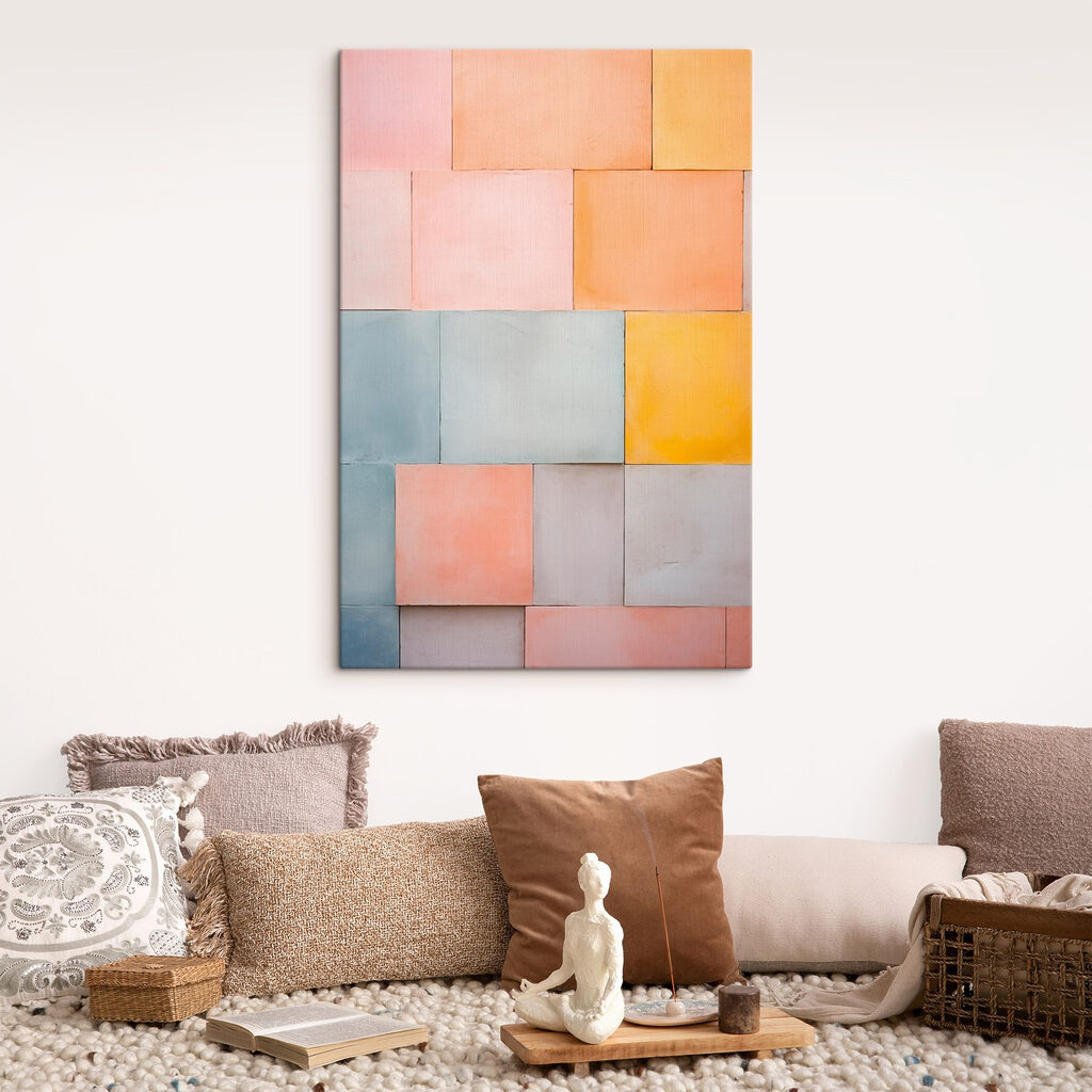 Wall of colorful tiles