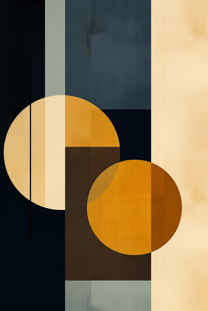 Colorful art piece with circles and squares