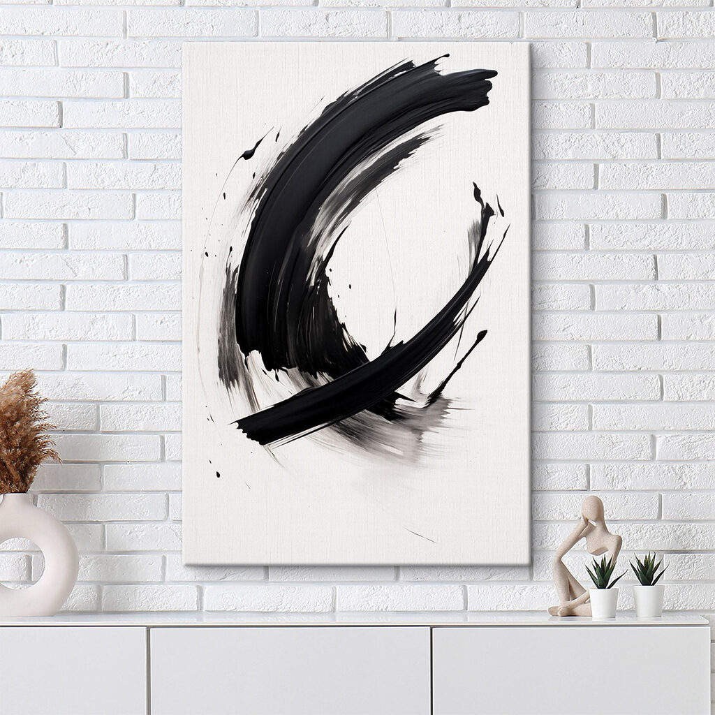 Black brushstroke on a white background