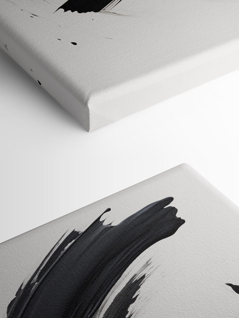 Black brushstroke on a white background