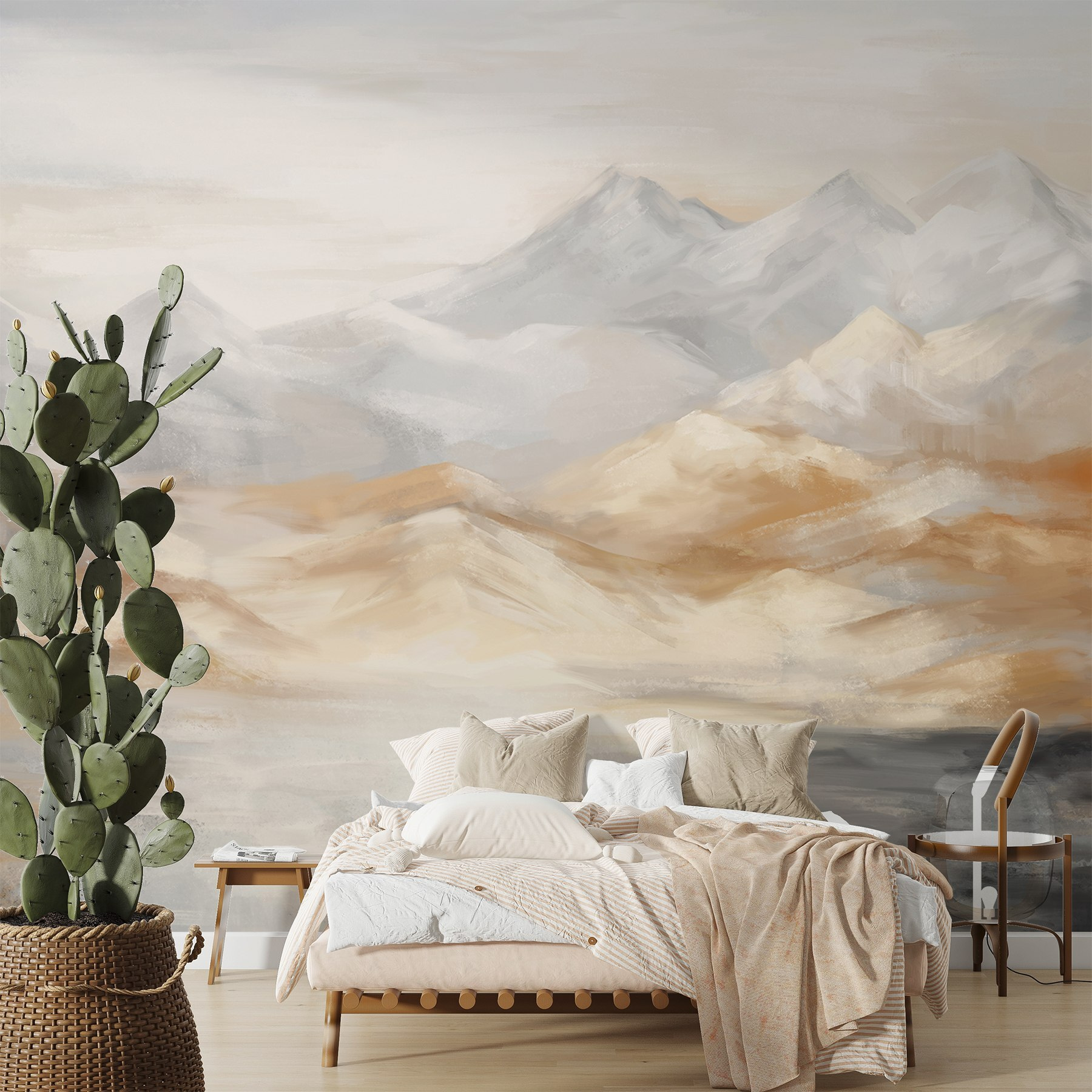 Painting of mountains and water