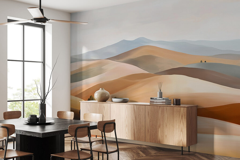 Landscape of hills and trees