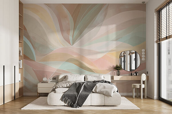 Colorful swirly lines on a brown background