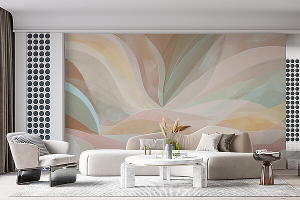 Colorful swirly lines on a brown background