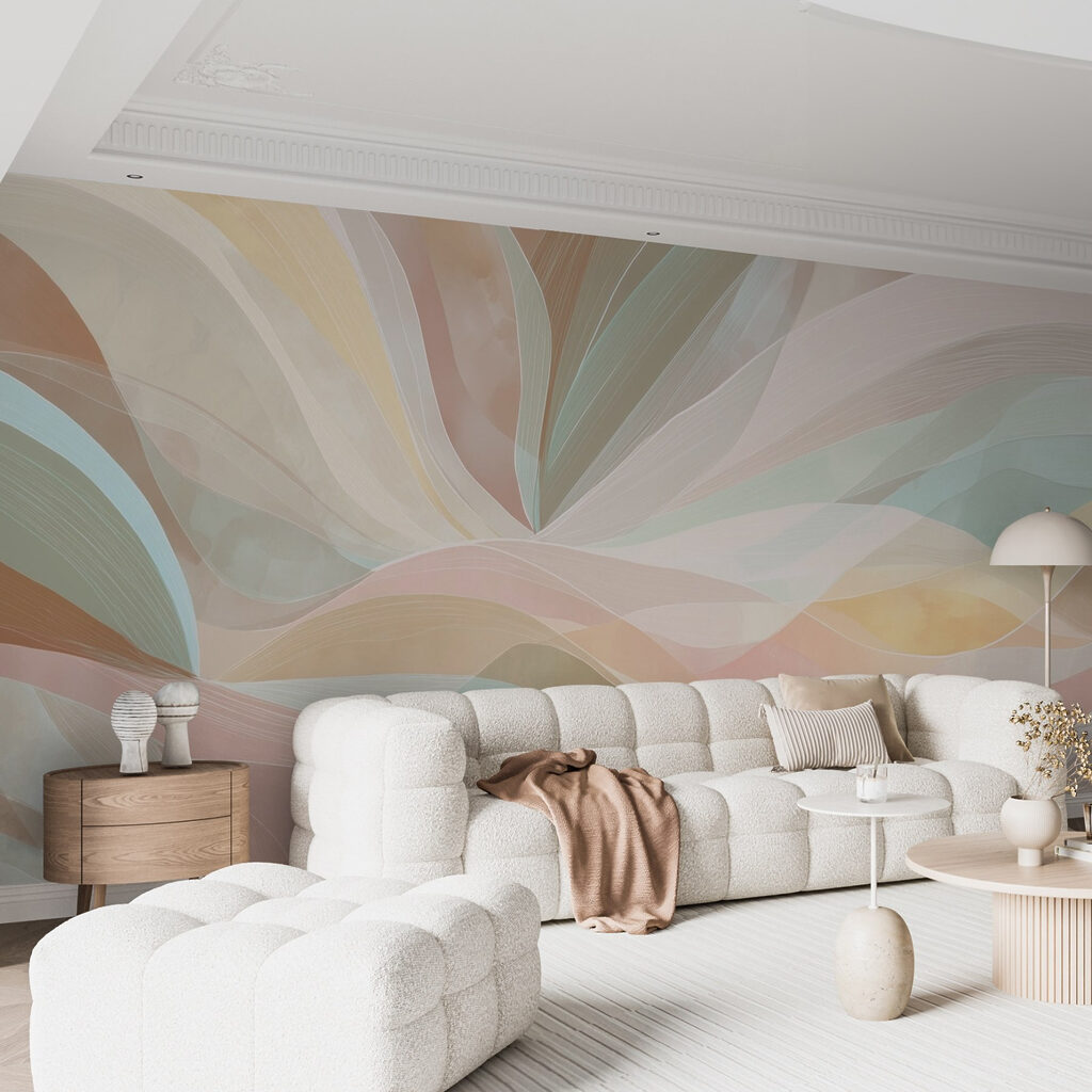 Colorful swirly lines on a brown background