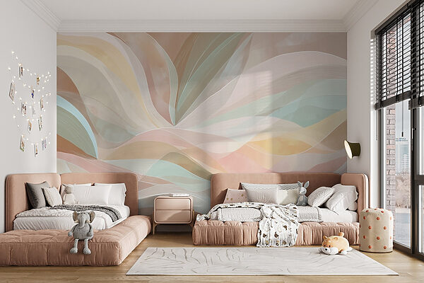 Colorful swirly lines on a brown background