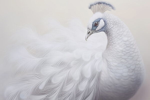 White peacock with blue eyes