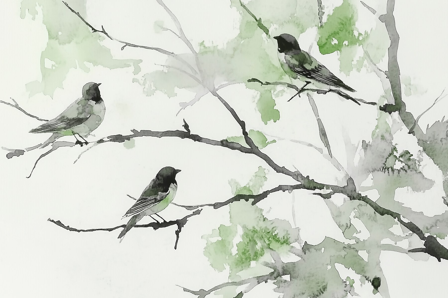 Group of birds sitting on a tree branch Group of birds sitting on a tree branch