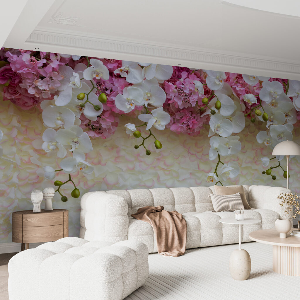 Group of white and pink flowers Group of white and pink flowers