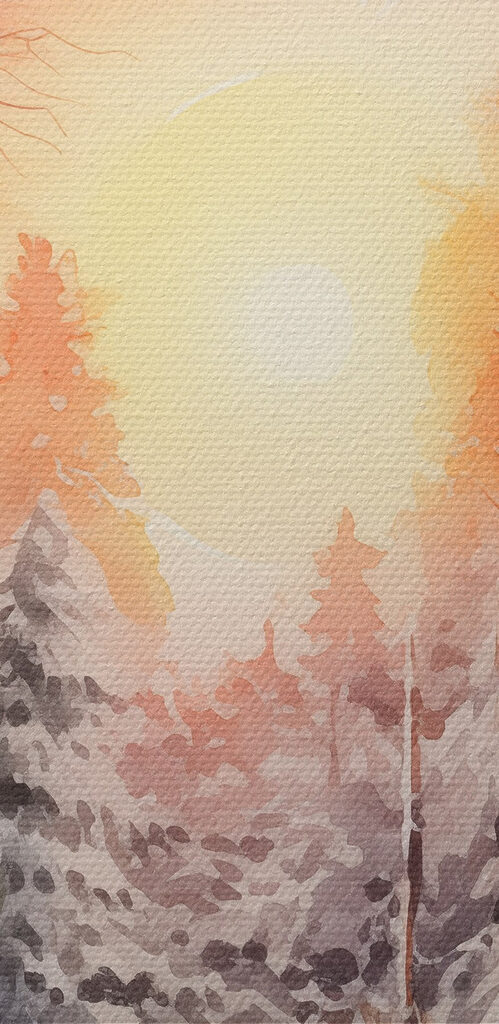 Watercolor painting of a snowy forest Watercolor painting of a snowy forest
