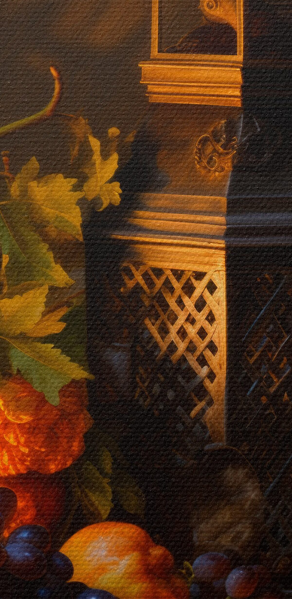 Still life with fruits and a candle